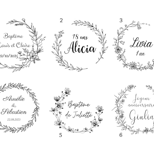 Custom wedding labels, self-adhesive labels, round labels