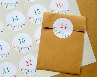 Advent calendar number stickers, round stickers