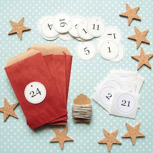 Kit sachets kraft rouges pour Calendrier de l'Avent