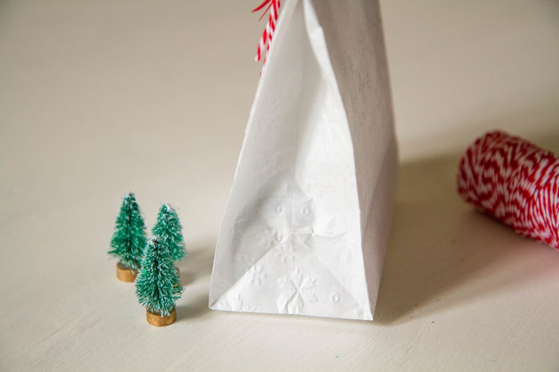 Sacchetti regalo con motivo fiocchi di neve, sacchetti a soffietto per Natale immagine 10
