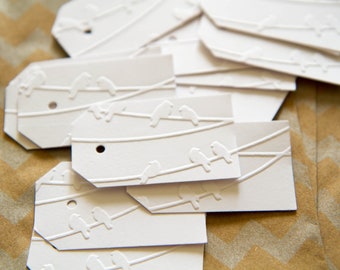 Embossed Birds Labels for gifts, wedding