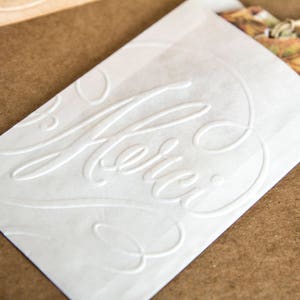 Buste bianche in rilievo "Grazie" set da 10 - 8,5 cm x 13 cm