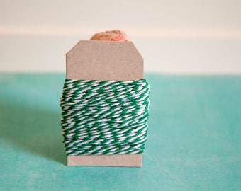 Cordoncino in cotone ritorto verde/bianco lunghezza 10 m