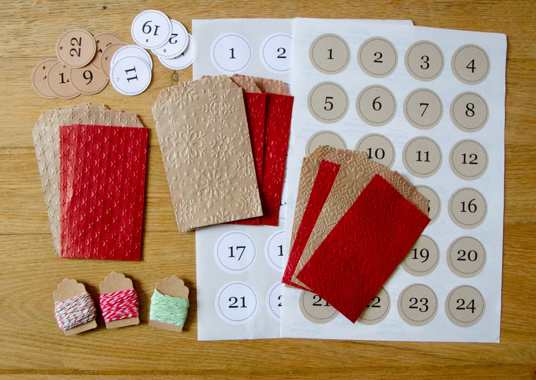 Advent Calendar Embossed Gift Paper Bags Etsy