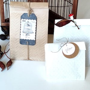 Borse kraft con motivo a fondo piatto a tua scelta, borsa kraft natalizia, regali