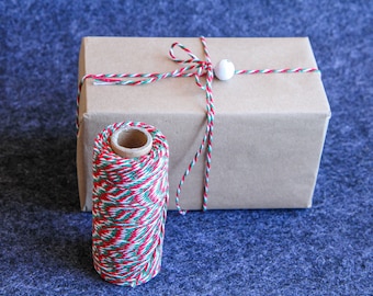 Baker Twine rosso/verde/bianco Spago speciale natalizio 10 m