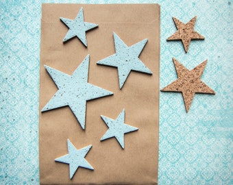 Etiquetas de corcho, etiquetas de estrellas para decoración navideña. Juego de 12