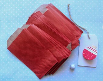 Bolsas kraft rojas, mini bolsas navideñas, calendario de adviento