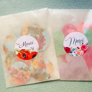 Etiquettes autocollantes "Merci" ou "Thank you" au choix