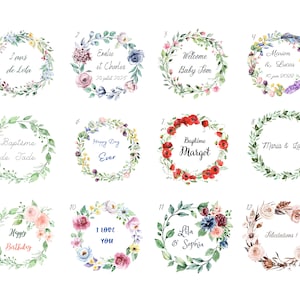 Etiquettes personnalisées et fil de lin au choix, étiquettes en papier ou stickers Lot de 12