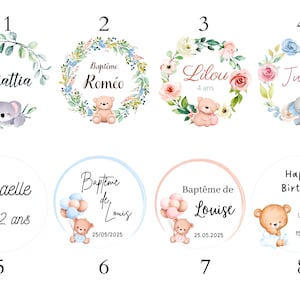 Etiquetas de animales personalizadas para bautismo, nacimiento, fiesta infantil 12 etiquetas por juego