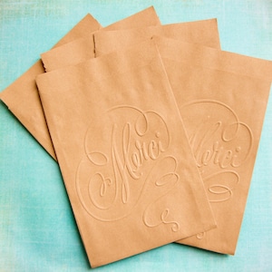 Sacchetti Kraft con motivo "Grazie", sacchetti per matrimonio, set da 10, dimensioni 13 cm x 17 cm