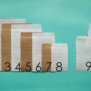 Kraft sacchetti modello trifogli per matrimonio, battesimo Dimensione a scelta Set di 10