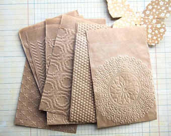 Kraft bags, gift bags, set of 15 all different 8.5 cm x 13 cm