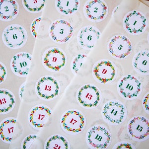 Etiquettes Noel, calendrier de l'Avent, stickers ou papier