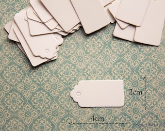 Gift tags 2cm x 4cm- set of 50 for gifts, place markers, white tags
