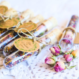 Provette con fiori secchi per regali di nozze, battesimo, coriandoli di petali, souvenir della cerimonia