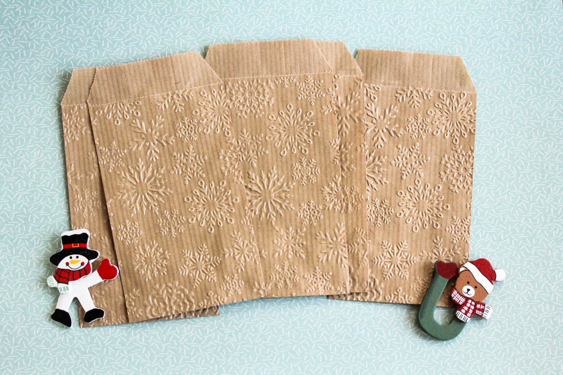 Embossed Paper Bags Favor bags snowflakes bag set of 10 Etsy