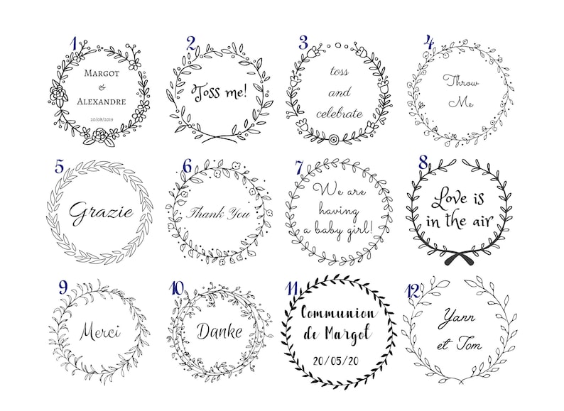 Etiquettes personnalisées, papier ou autocollantes, stickers personnalisés mariage Lot de 12 image 2