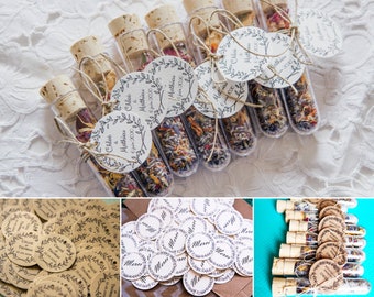 Custom wedding labels, self-adhesive labels, round labels with linen string