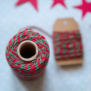 Baker's Twine rouge/vert, ficelle coton torsadée spéciale Noël  10m