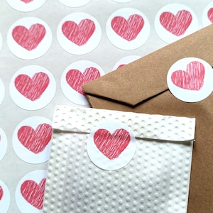 Stickers cœurs Saint Valentin lot de 48, autocollants petits cœurs
