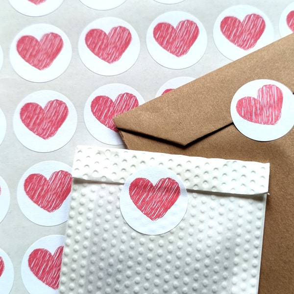 Stickers cœurs Saint Valentin lot de 48, autocollants cœurs
