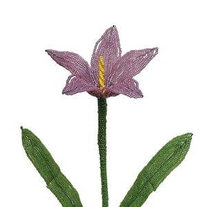 Long French Glass Beaded Pink Stem Flower