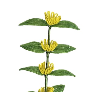 French Glass Beaded Yellow Floral Stem