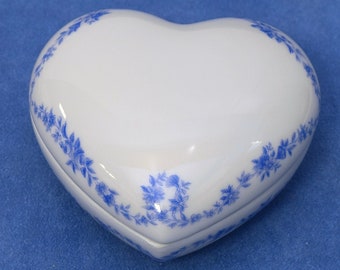 Limoge Blue Garland #3 Heart Trinket Box Wedding Favor Party Gift