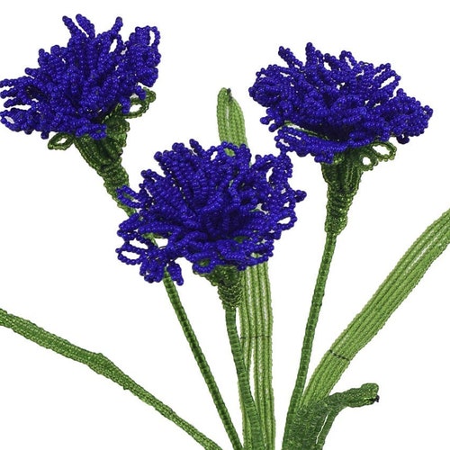 Vintage Blue French Glass Beaded Flower Bouquet Etsy