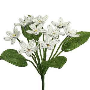French Glass Beaded White Violet Flower Bouquet
