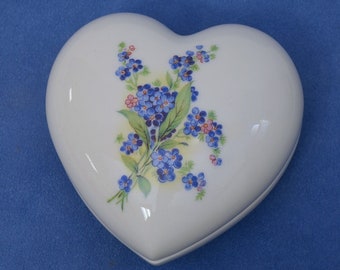 Limoge Forget Me Not Heart Trinket Box Wedding Favor Party Gift