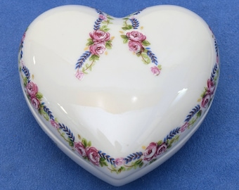 Limoge "Laurel Rose" Heart Trinket Box Wedding Favor Party Gift