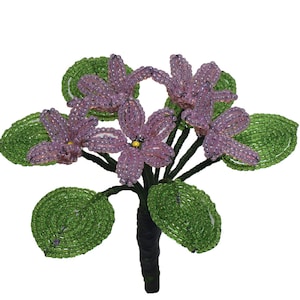 Small French Glass Beaded Pink Flower Bouquet