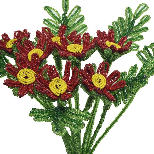 Vintage Blue French Glass Beaded Flower Bouquet Etsy