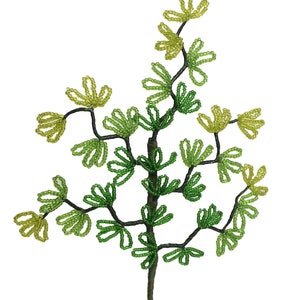 French Beaded Variegated Small Fern Stem Leaves