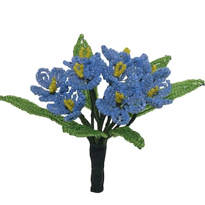 French Glass Beaded Blue Mini Buttercup Flower Bouquet