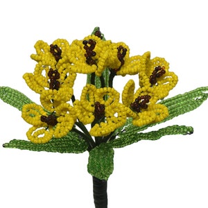 Yellow French Glass Beaded Flower Bouquet