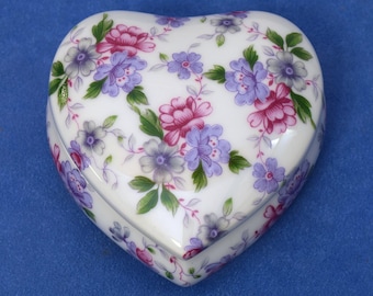 Limoge Violet Tapestry Heart Trinket Box Wedding Favor Party Gift