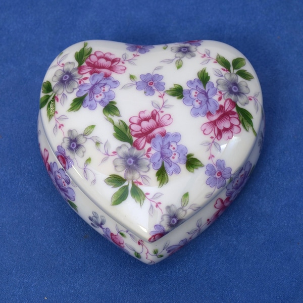 Limoge Violet Tapestry Heart Trinket Box Wedding Favor Party Gift