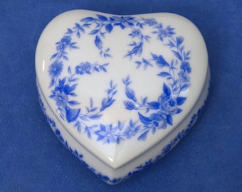 Limoge Blue Garland #2 Heart Trinket Box Wedding Favor Party Gift