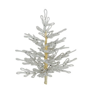 6.5&quot; Vintage French Glass Beaded White Pearlized Tree