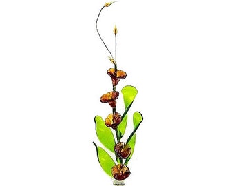 Murano Glass Amber Lily of the Valley Flower
