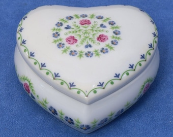 Limoge "Rose & Fleur" Heart Trinket Box Wedding Favor Party Gift