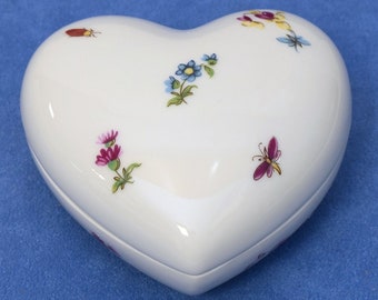 Limoge "Bugs & Buds" Heart Trinket Box Wedding Favor Party Gift