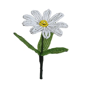 Vintage French Beaded Larger Daisy Flower Stem