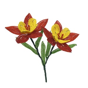 French Glass Beaded Orange and Yellow Floral Bouquet
