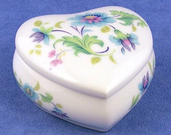 Limoge Aquamarine Heart Trinket Box Wedding Favor Party Gift