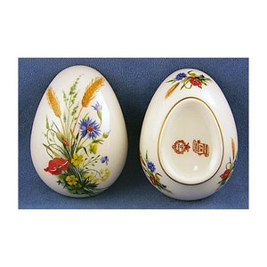 Porcelain Limoge &quot;Field Bouquet&quot; Large Egg Trinket Box Limoges